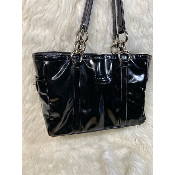 Patent Leather Shiny Coach Tote Bag - Picture 2 of 12